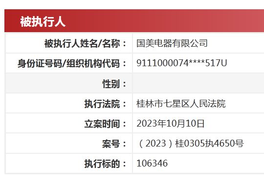 国美电器被强制执行1.55亿 10个月累计被执行超20亿