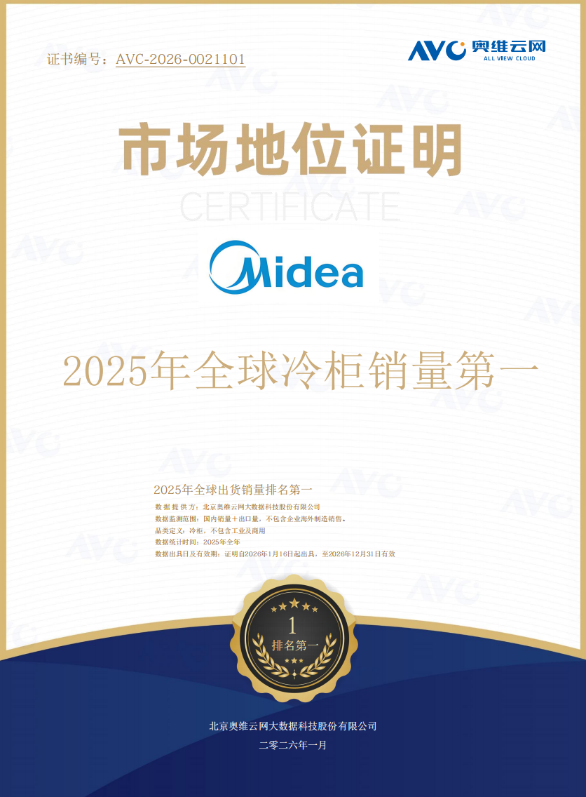 奥维云网： 美的冷柜斩获2025全球销量第一，夯实行业领先地位 