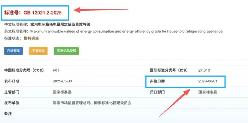 冰箱新能效新标准今日实施，将淘汰20%产品
